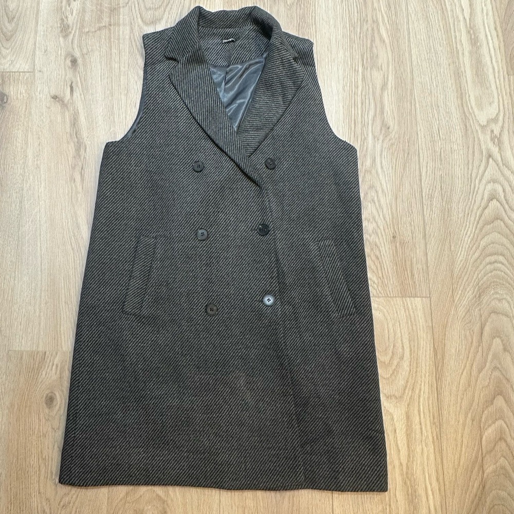 J.MCLAUGHLIN Vest Womens Size L Nova Twill Double Breasted Waistcoat Blazer Gray